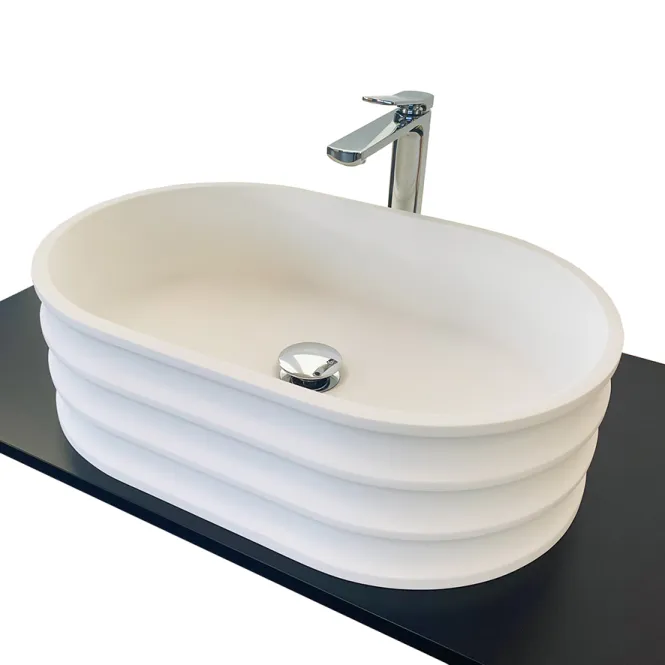 Hovedbilde Badnor KStone Lutry Top Solid designservant, HVIT MATT, 56x36cm