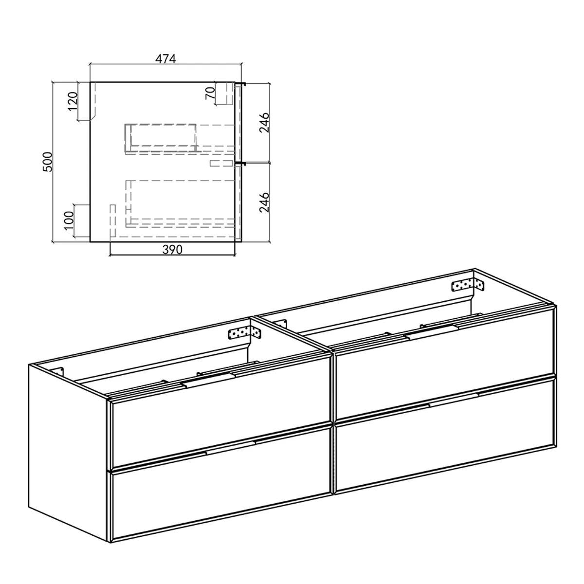 Badnor Melissa 180+40cm mbl.pk (97731) Sandy speil m/lys