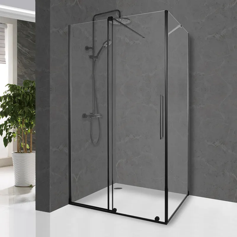 Badnor Køhler ll Dusjhjørne m/skyvedør 162-182x90cm - matt sort