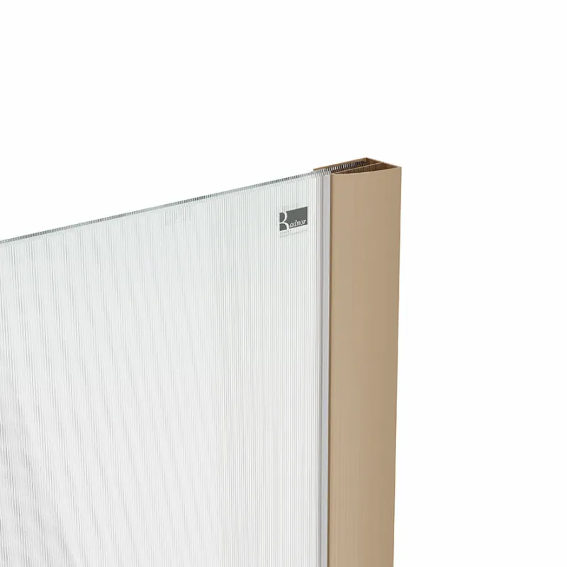Badnor Shildon dusjvegg/walk-in hjørne - BØRSTET KOBBER - FLUTED glassfelt - 125cm