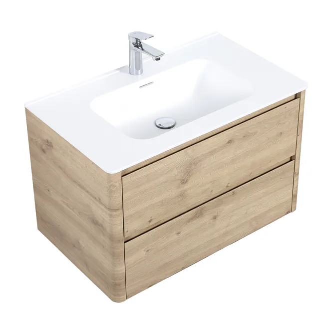 Hovedbilde Badnor Marlén 80cm servantskap i NORDIC OAK m/MATT HVIT servant