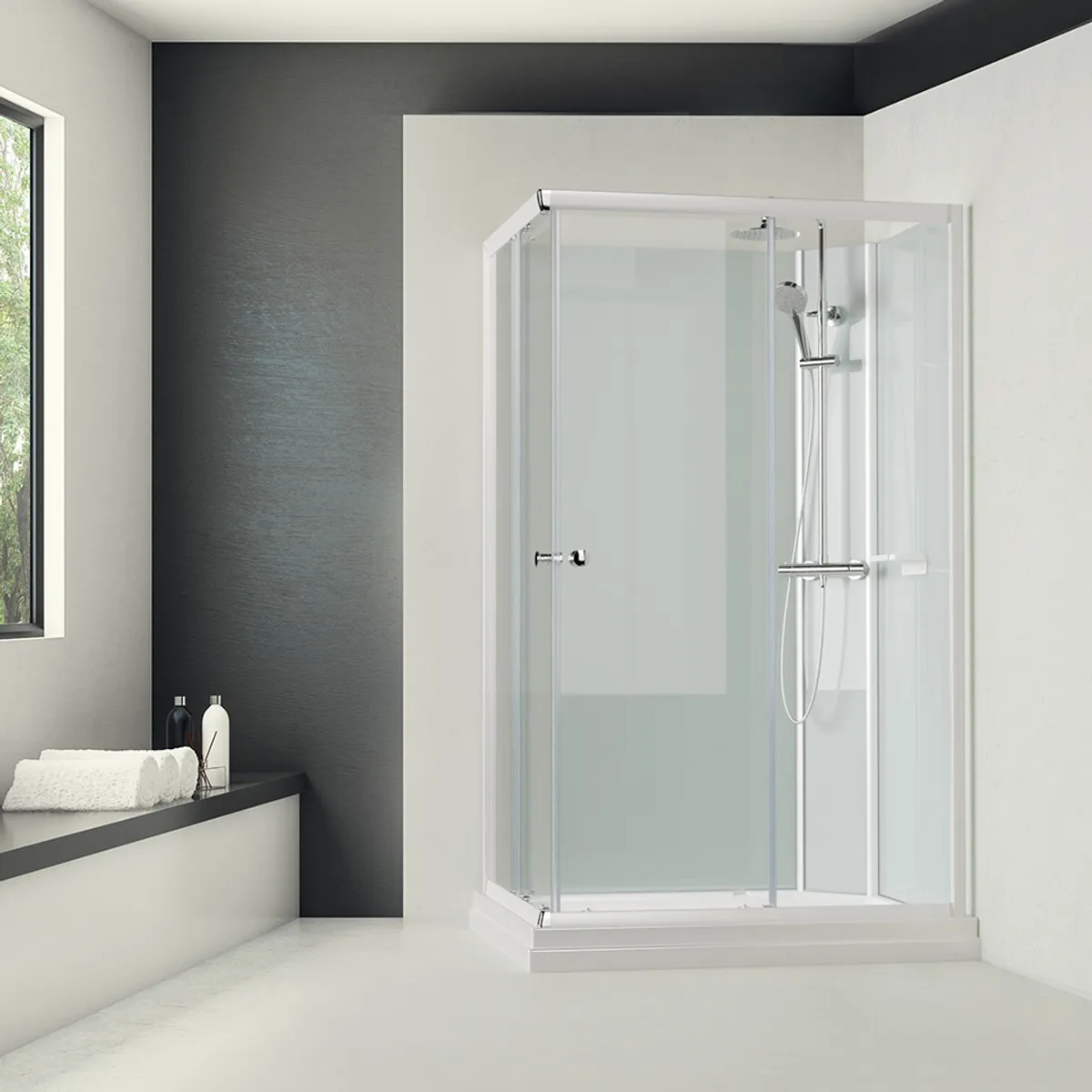 Badnor Nordica White lux 8-3 dusjkabinett 120x90cm m/takdusjsett