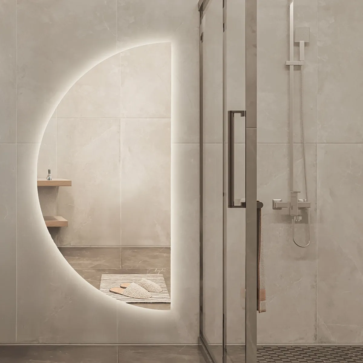 Badnor Sanna halvrundt baderomsspeil (80x160cm) med LED- belysning