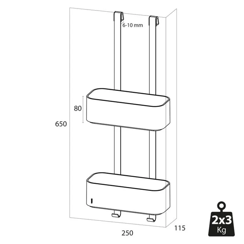 Tiger 2-Store Shower Caddy dusjkurv - matt hvit