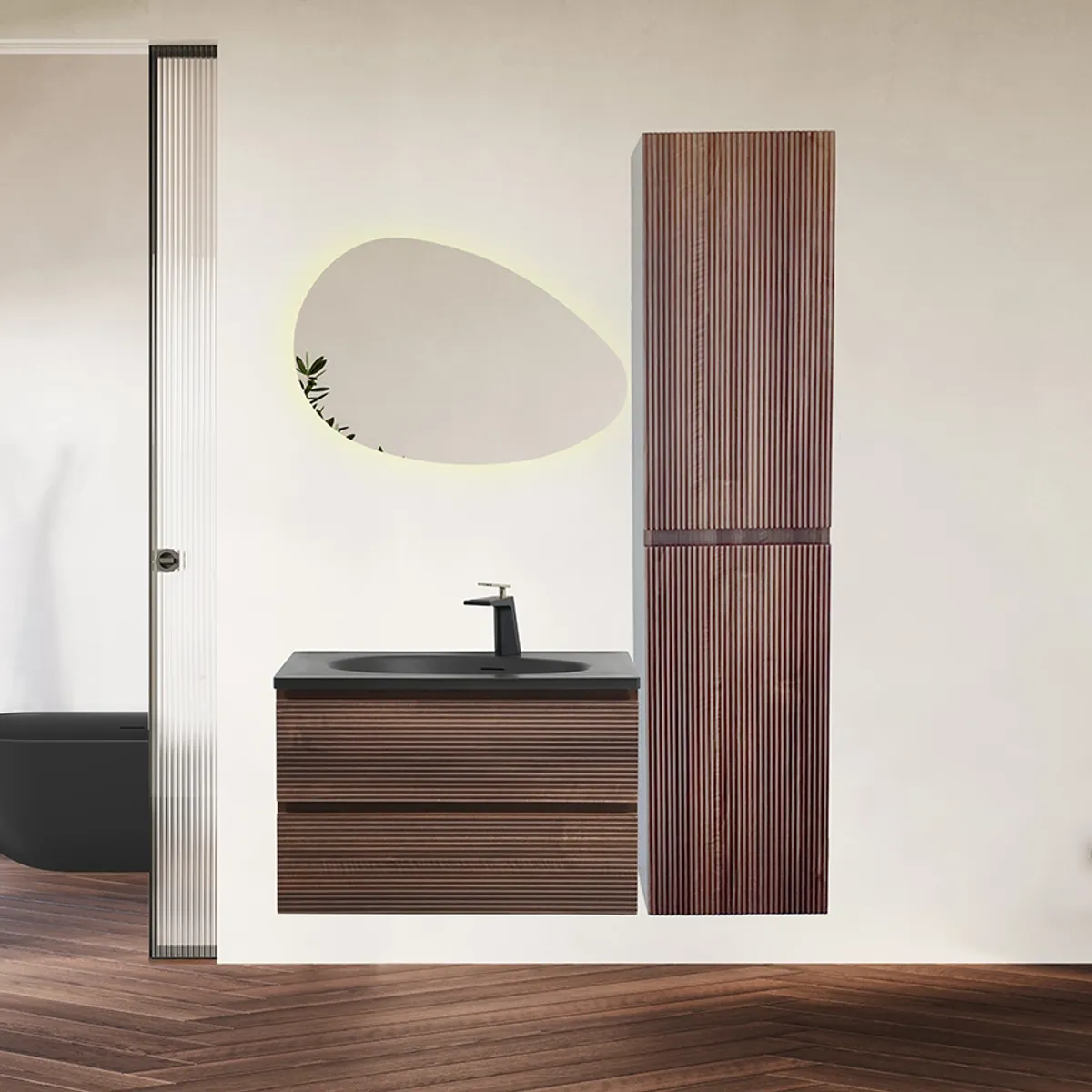 Badnor Maiken 80+40cm mbl.pk (9412) Lucy speil m/lys