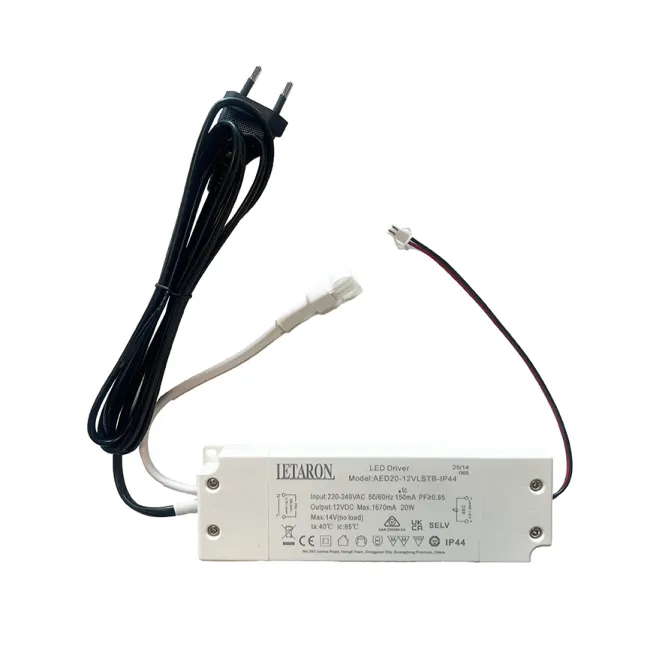 Hovedbilde Trafo / LED-driver for Badnor Sissel speil (Letaron AED20-12VLSTB-IP44)