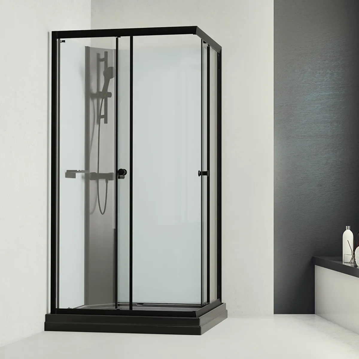 Badnor Scandia Black lux 8-2 dusjkabinett 105x90cm m/dusjsett