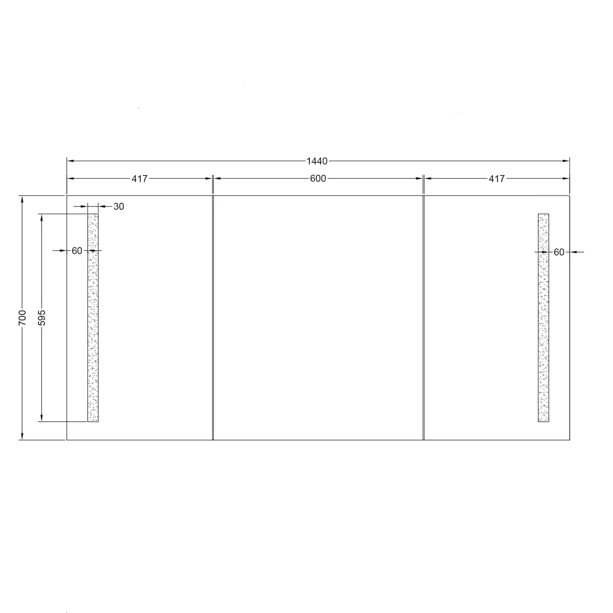 Badnor Melissa 150cm mbl.pk (97620) Lilly speilskap m/lys