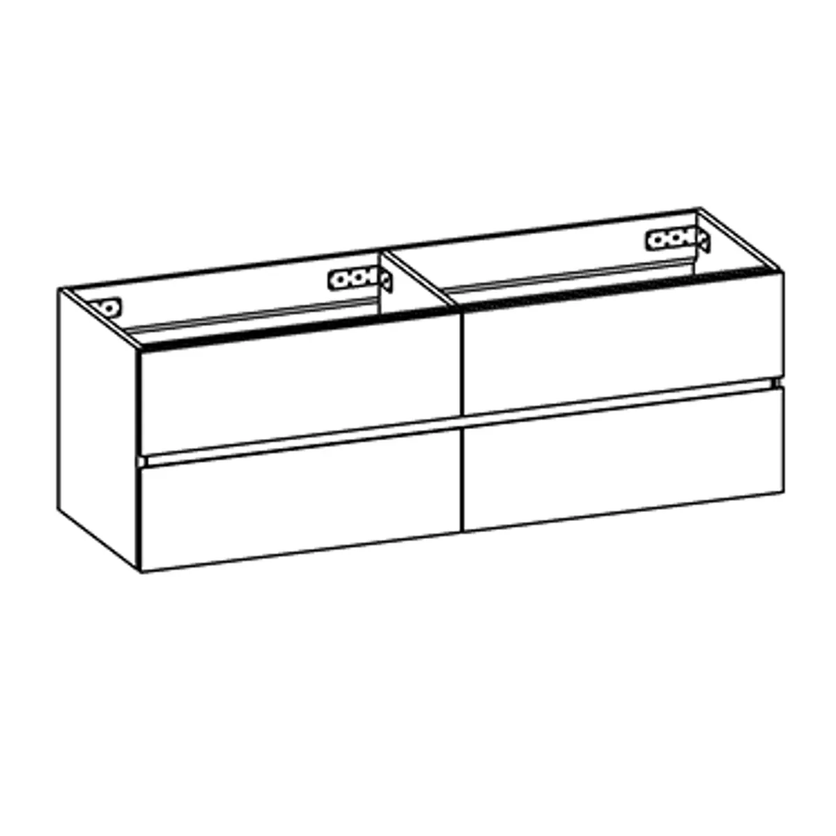 Badnor Melanie SORT 150cm servantskap (dobbel) - UTEN servant