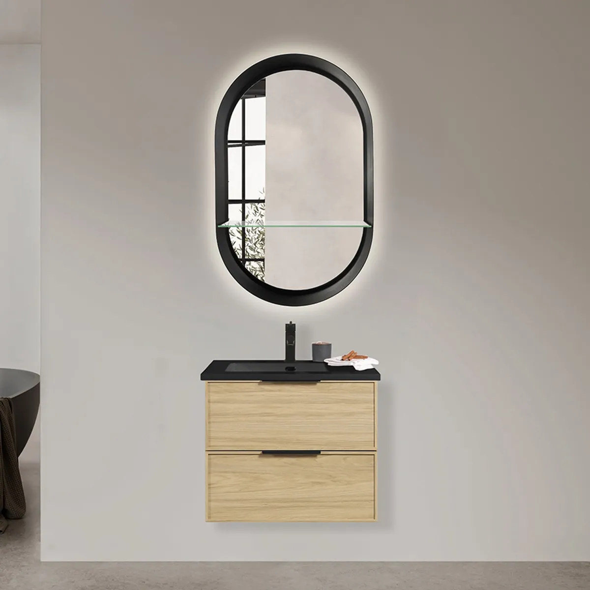 Badnor Melissa 60cm mbl.pk (98120) Sandra speil m/glasshylle og lys