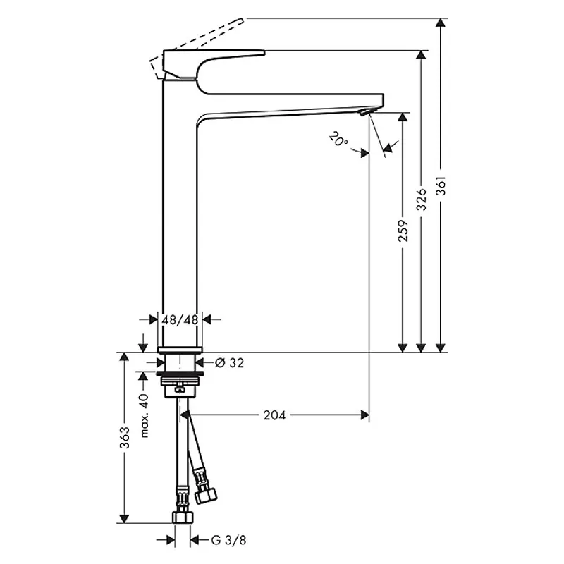 Hansgrohe Metropol servantbatteri 260 m/bunnventil - Krom