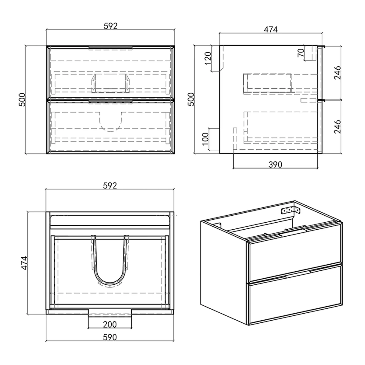 Badnor Melissa 60+40cm mbl.pk (97111) Lotte speil m/lys