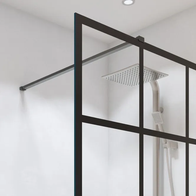 Hovedbilde Matrix Walk-in fastfelt med ruter 90cm - sort