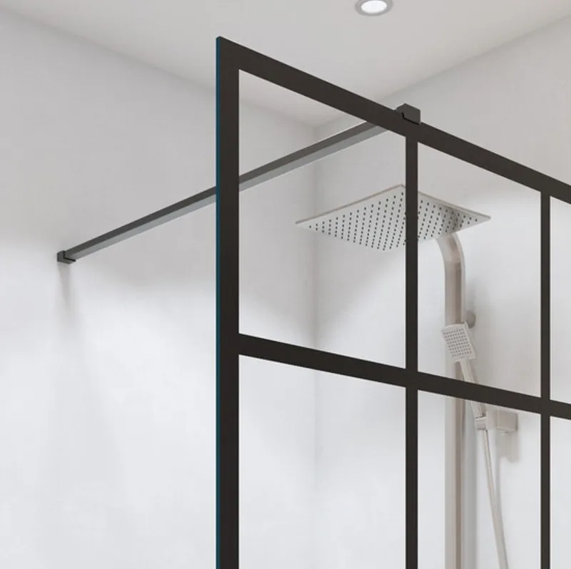 Matrix Walk-in fastfelt med ruter 90cm - sort