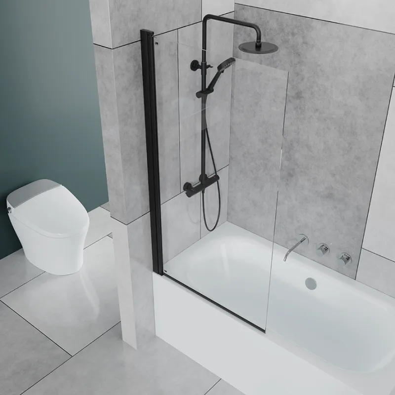 Badnor Grays badekarvegg (hengslet) 85x150mm MATT SORT - Venstre