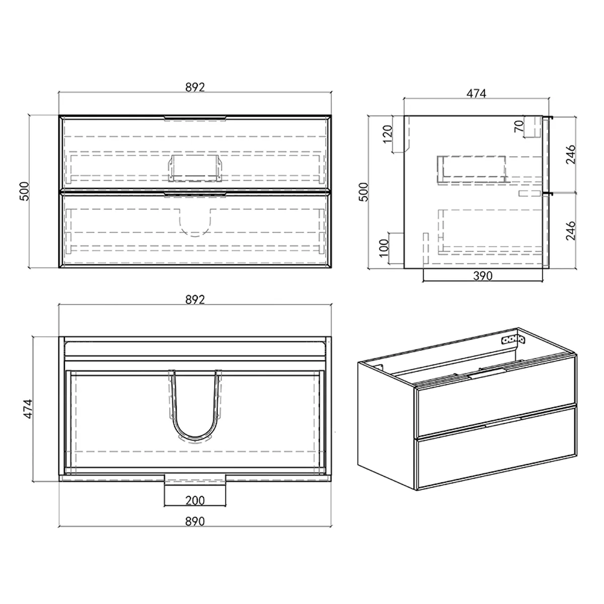 Badnor Melissa 90+40cm mbl.pk (98341) Lissie speil m/lys