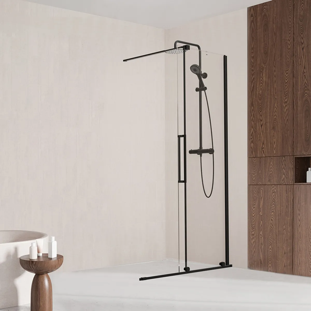 Badnor Køhler ll Walk-in m/skyvedør - 110-120cm - matt sort
