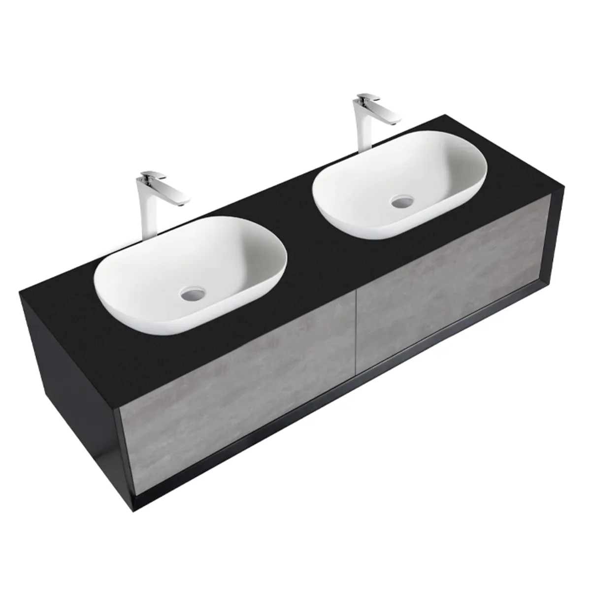 Badnor Melodina SORT/ GRÅ 160cm mbl.pk (601) 2 stk Lissie speil