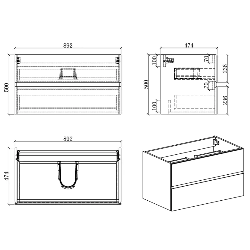 Badnor Mikala 90cm servantskap m/HVIT benkeplate