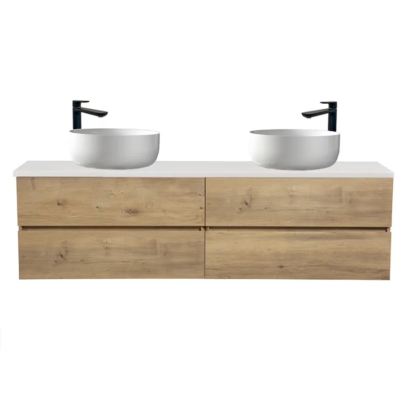 Badnor Mikala 180cm servantskap (dobbel) m/HVIT benkeplate