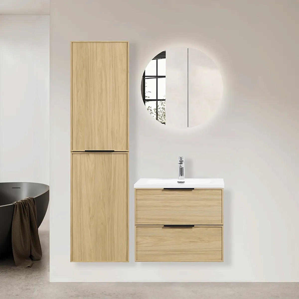 Badnor Melissa 60+40cm mbl.pk (97131) Leon speilskap m/lys