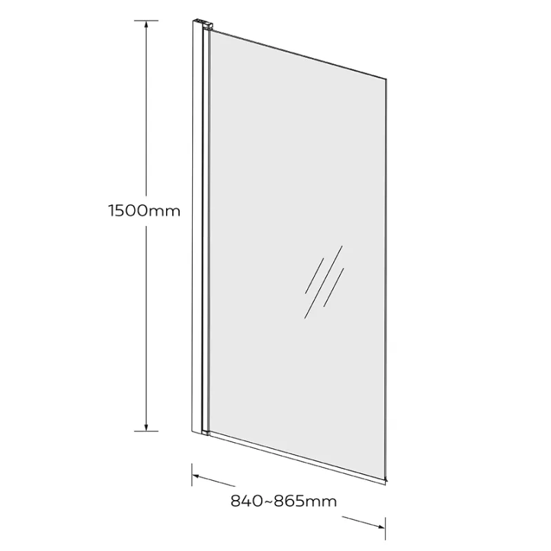 Badnor Grays badekarvegg (hengslet) 85x150mm MATT SORT -  Høyre