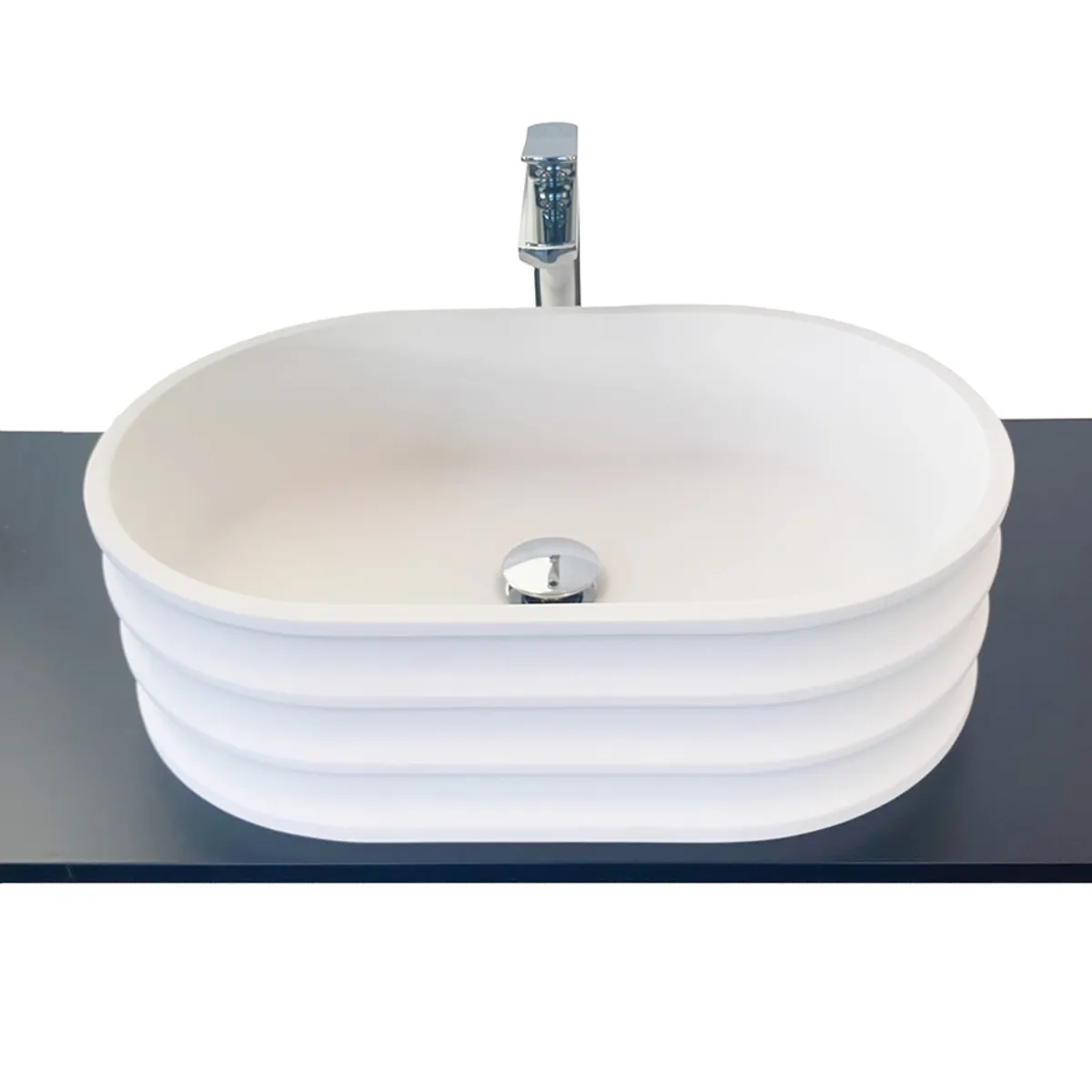 Badnor KStone Lutry Top Solid designservant, HVIT MATT, 56x36cm