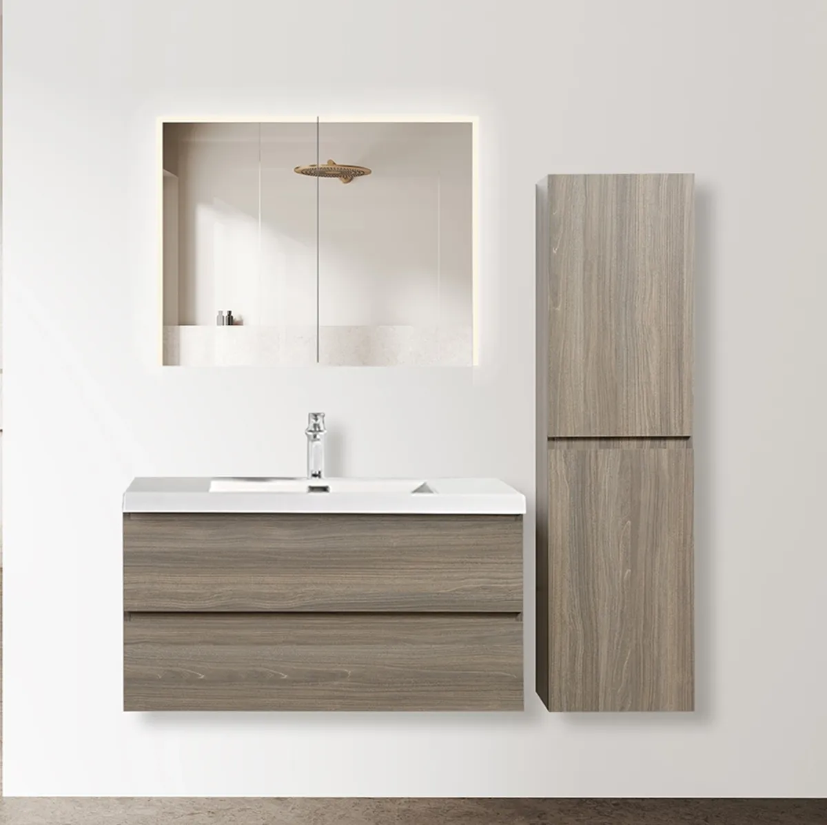 Badnor Melin 100cm+40cm møbelpakke (5341) Linnie speilskap