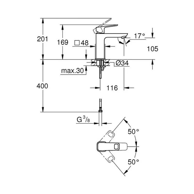 Grohe Pulse Clova M servantbatteri - Matt sort