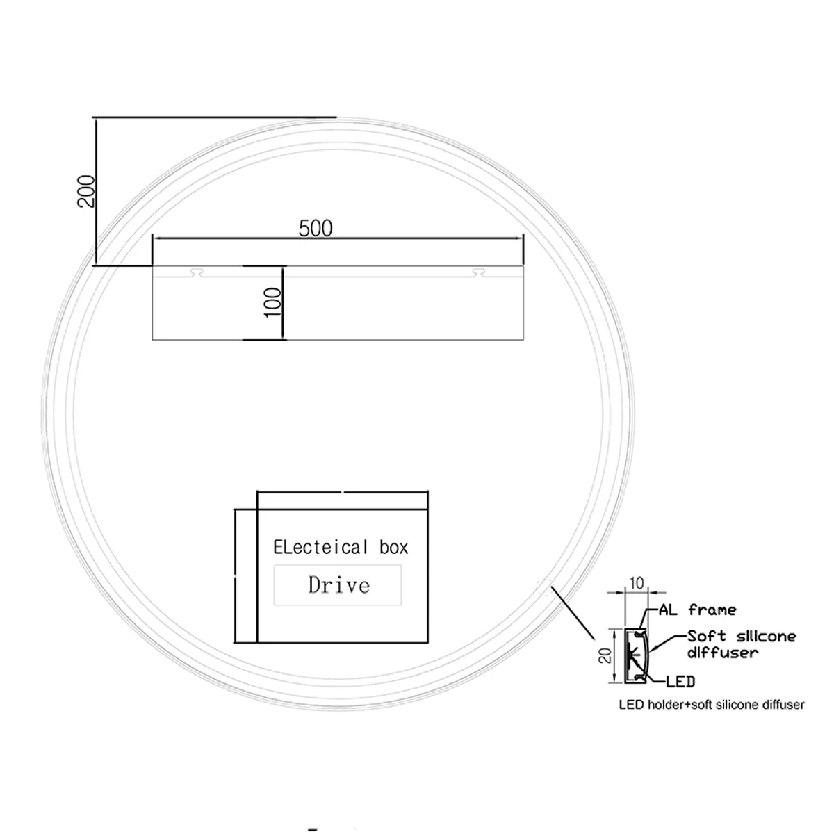 Badnor Maiken 80+40cm mbl.pk. (9419) Leon speilskap m/lys