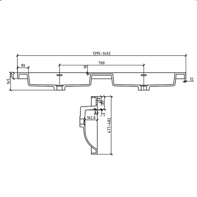Hovedbilde Badnor Melin/Malin 140cm hvit servant
