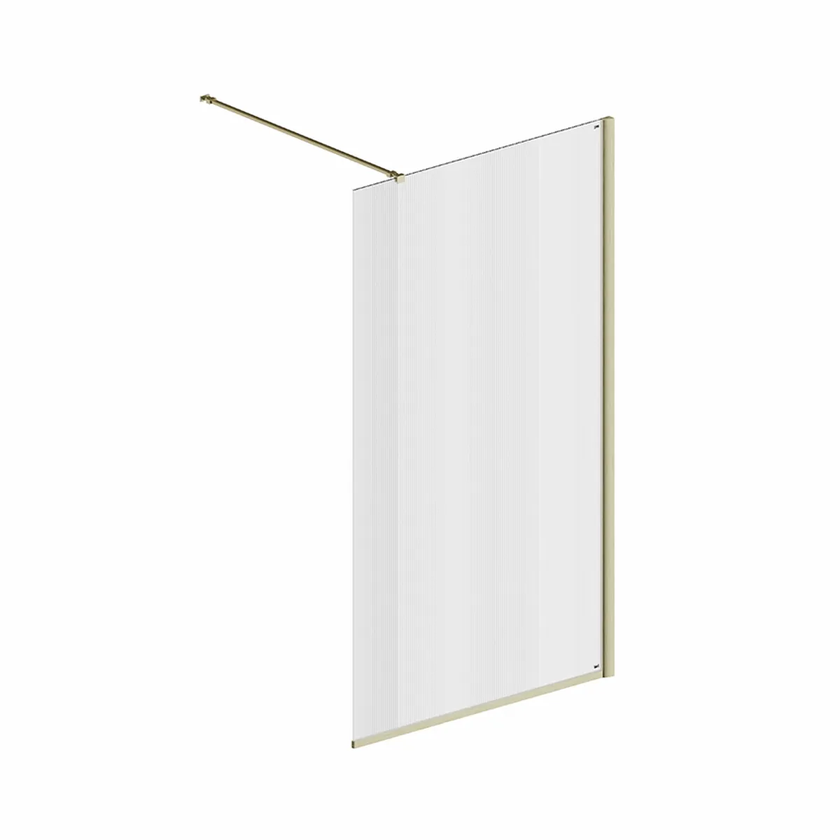 Badnor Shildon dusjvegg/walk-in hjørne - BØRSTET GULL - FLUTED glassfelt - 110cm