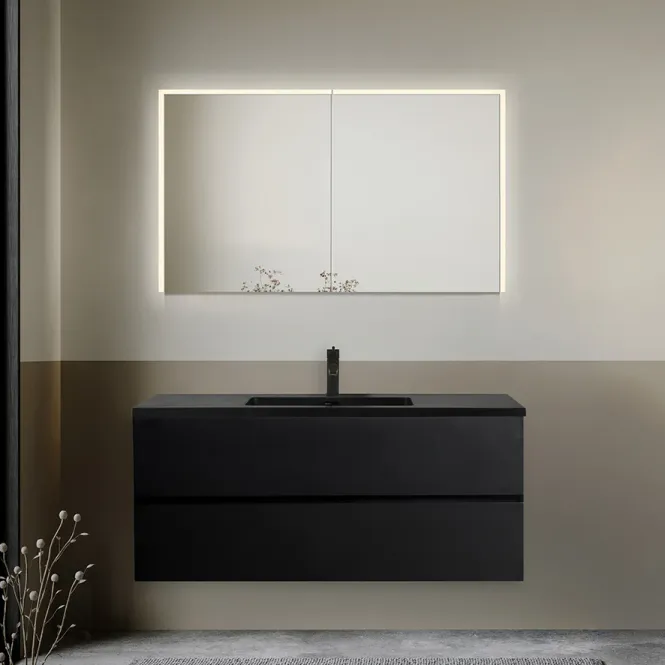 Hovedbilde Badnor Melanie SORT 120cm - enkel sort servant (0303) Linnie speilskap