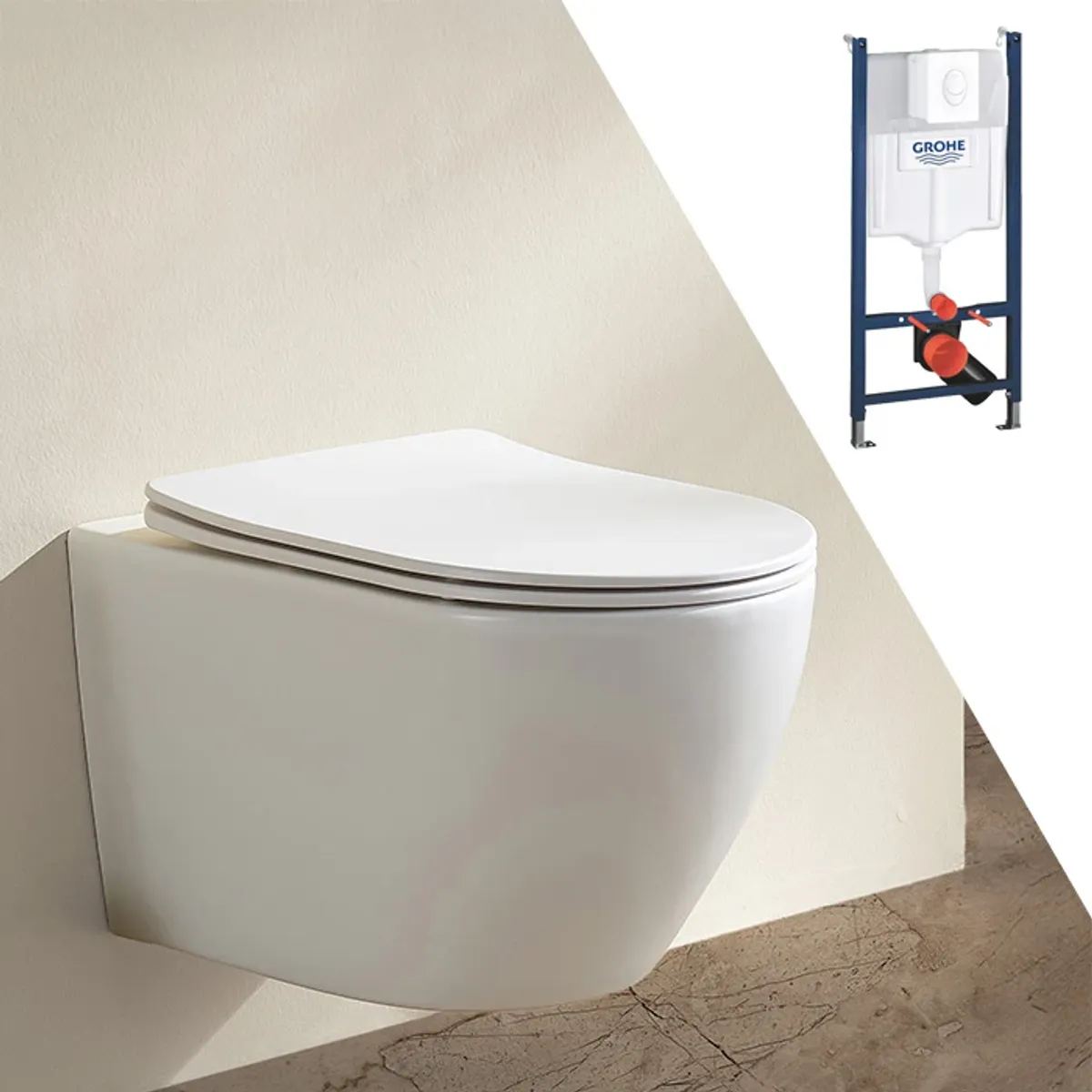 Toalettpakke: Badnor Brindisi / Grohe Rapid SL m/hvit betj. plat