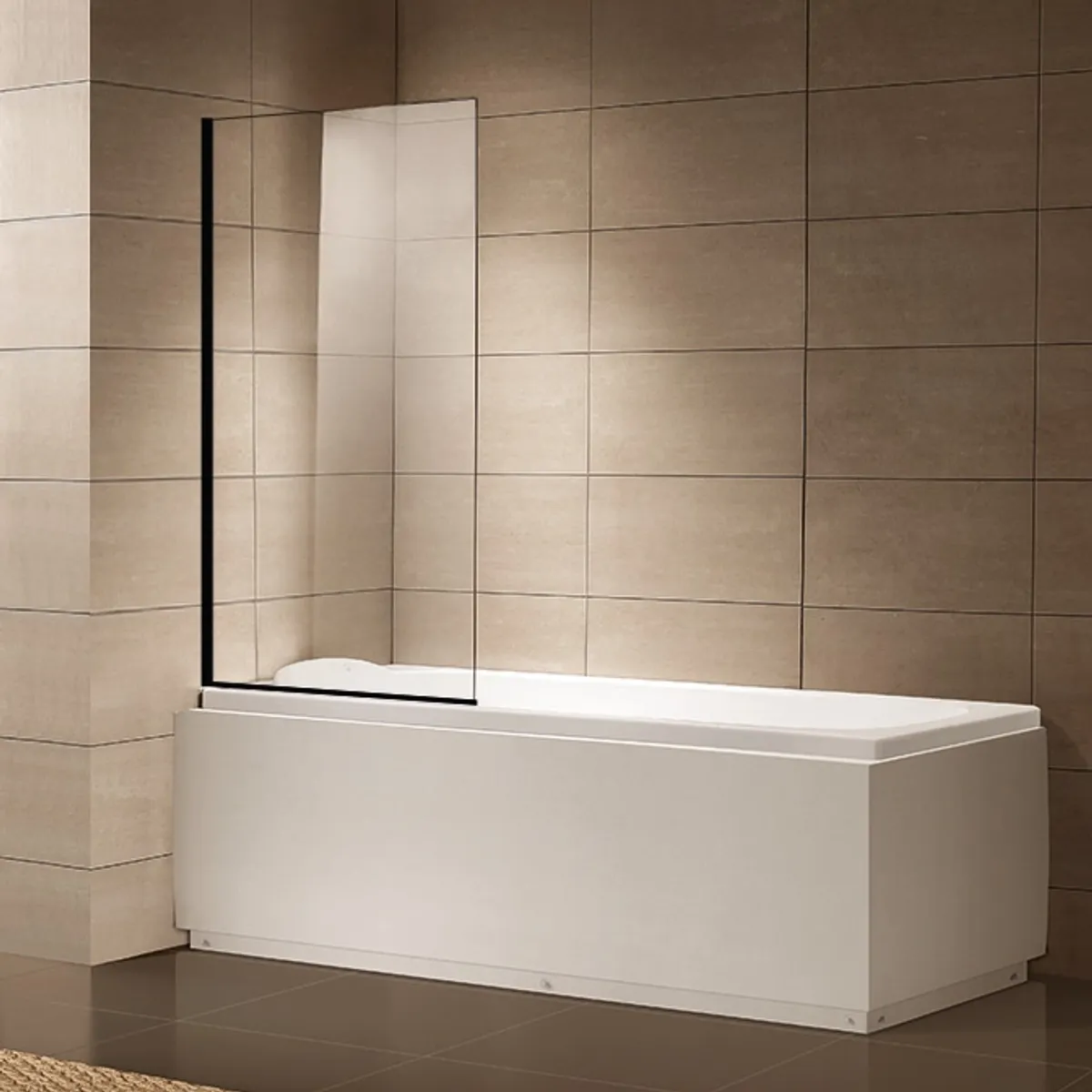 Badnor Kelso badekarvegg - 80x140mm - MATT SORT -  Venstre
