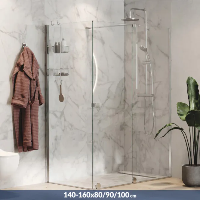 Hovedbilde PureDay Walk-in 140-160x80/90/100cm med skyvedør (krom)