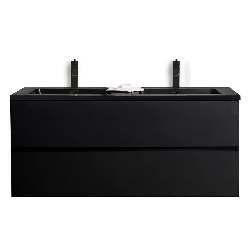 Badnor Melanie SORT 120cm - dobbel sort servant (0303) Linnie speilskap
