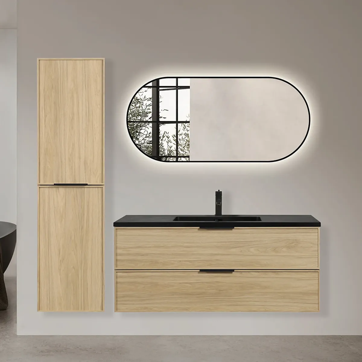 Badnor Melissa 120+40cm mbl.pk m/enkel servant (98411) Sienna speil m/lys