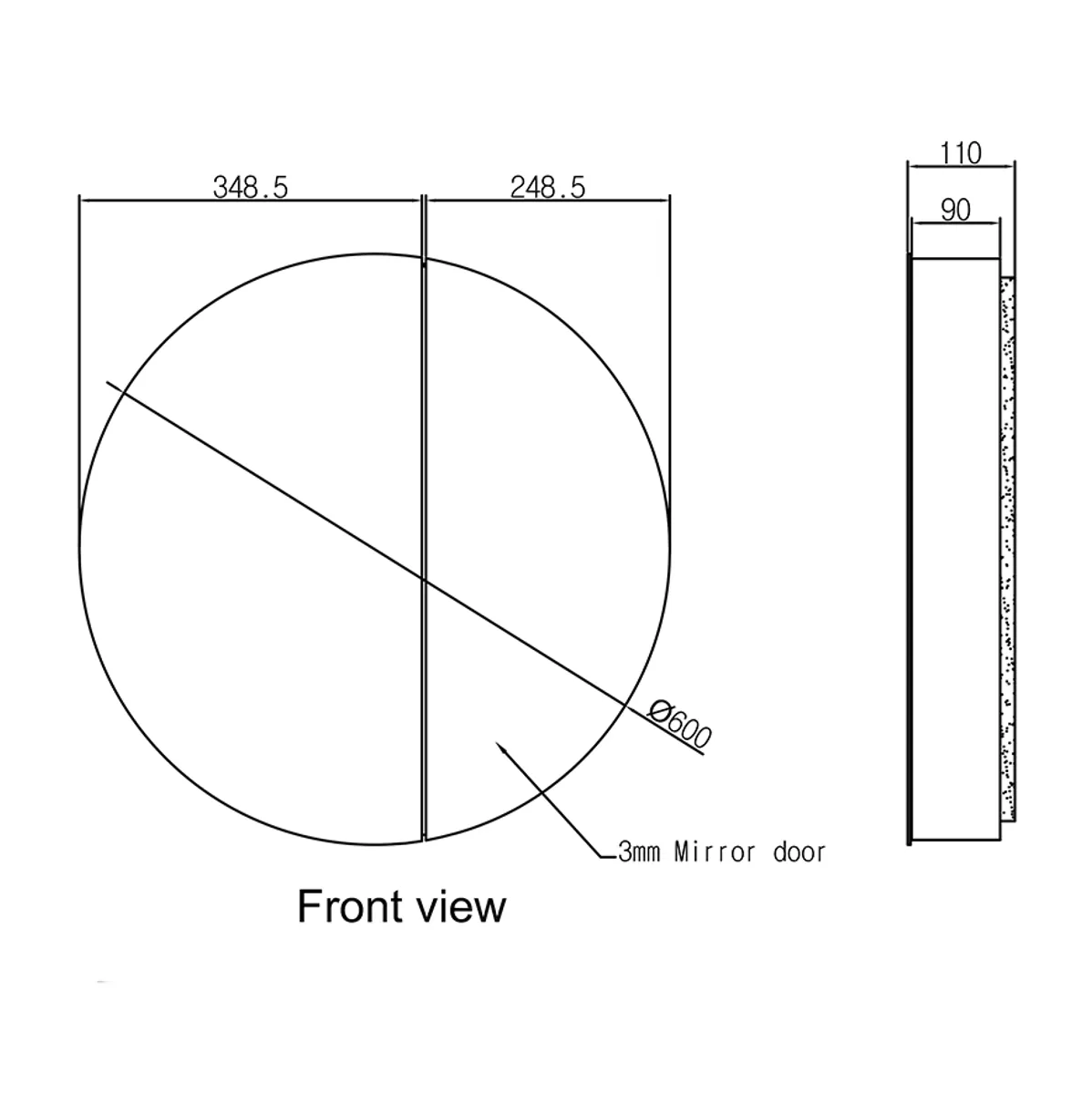 Badnor Melin 70cm+40cm møbelpakke (5141) Leon speilskap