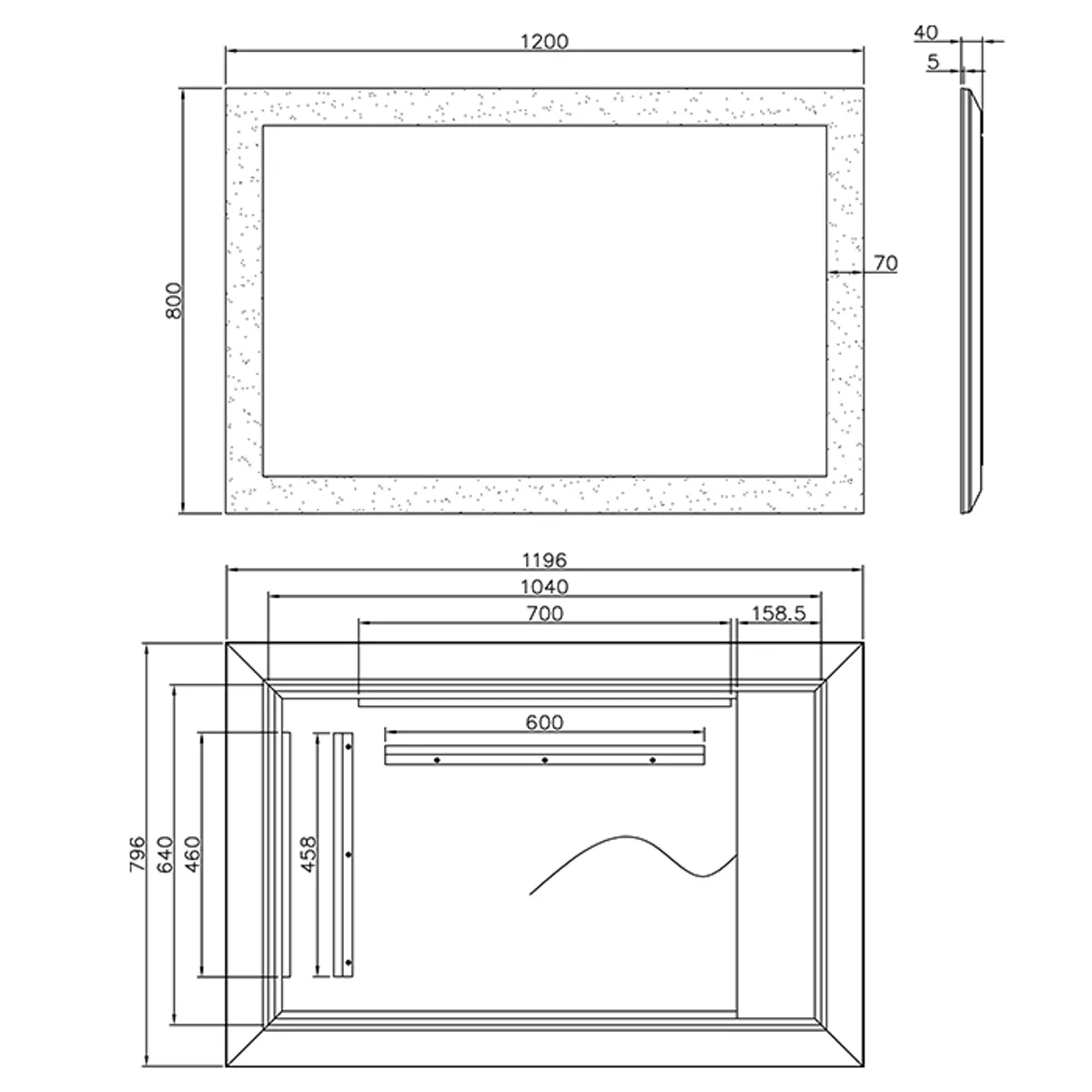 Badnor Maiken 120+40cm mbl.pk (9619) Lone speil m/lys