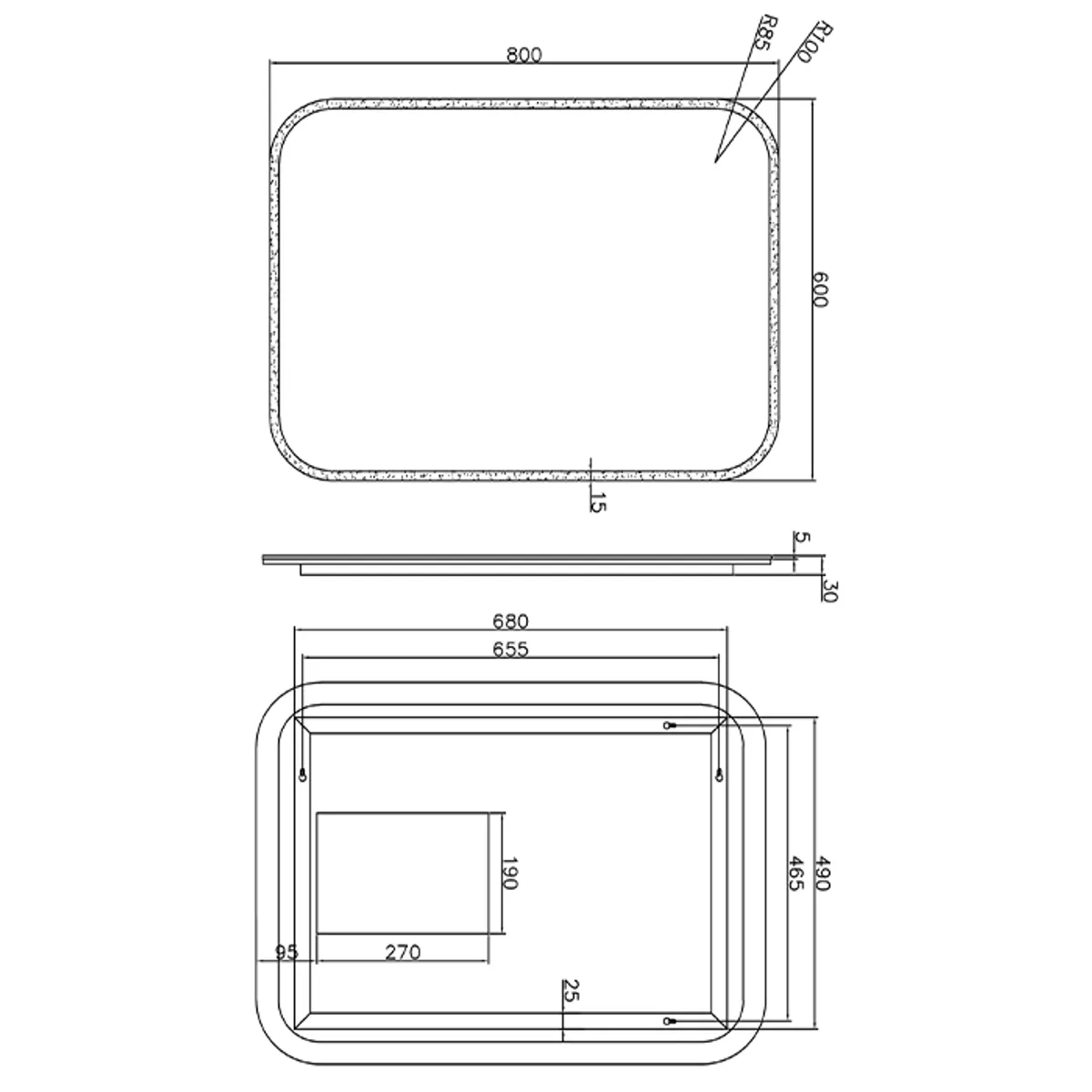 Badnor Maiken 80+40cm mbl.pk. (94110) Linnea speil m/lys