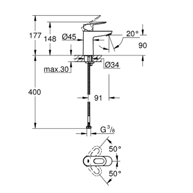 Hovedbilde Grohe Bauloop ettgreps servantbatteri (krom)