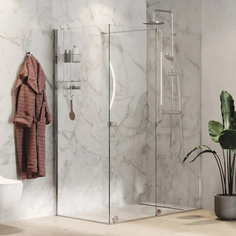 PureDay Walk-in 120-140x80/90/100cm med skyvedør (krom)