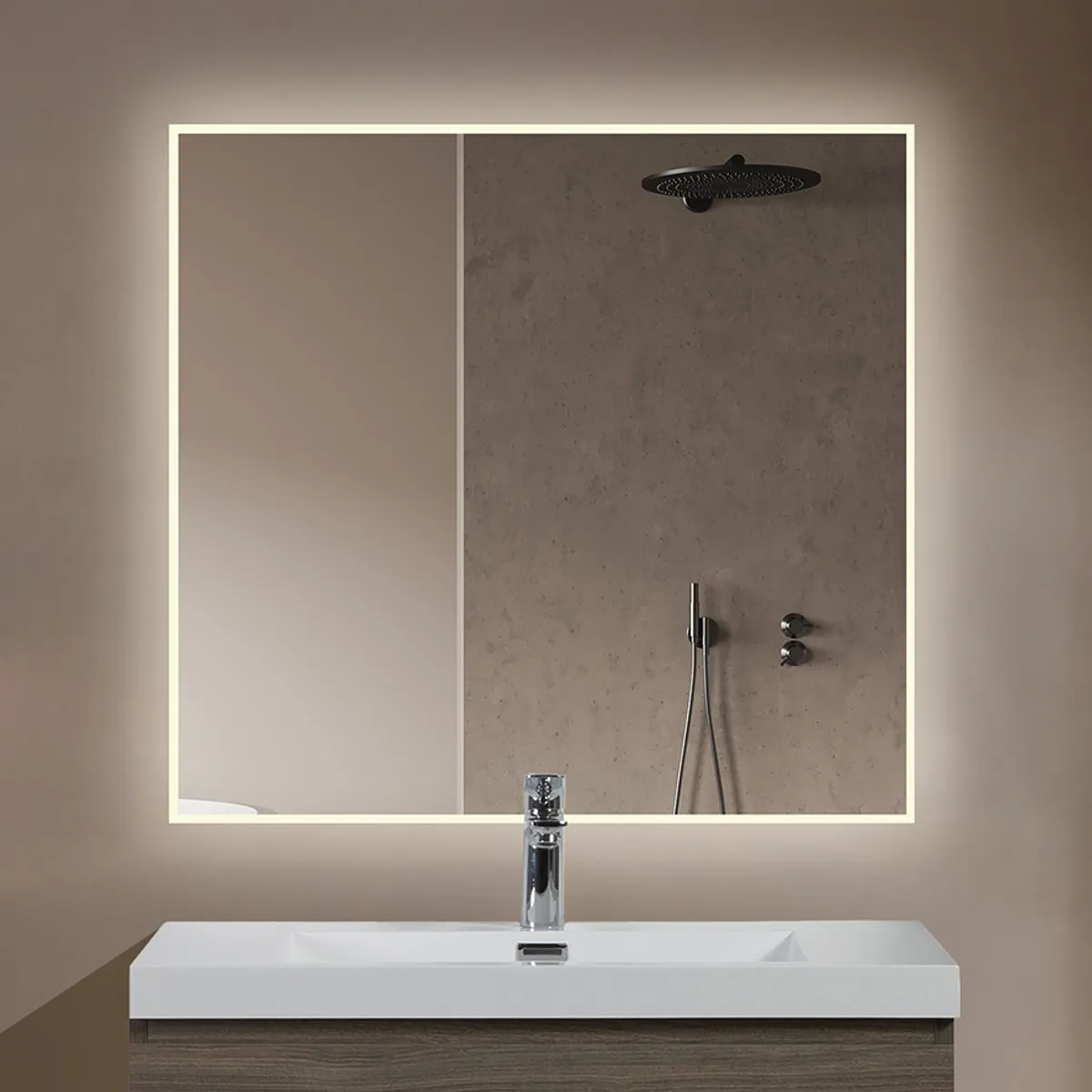 Badnor Lotte baderomsspeil (80x75cm) med LED-belysning